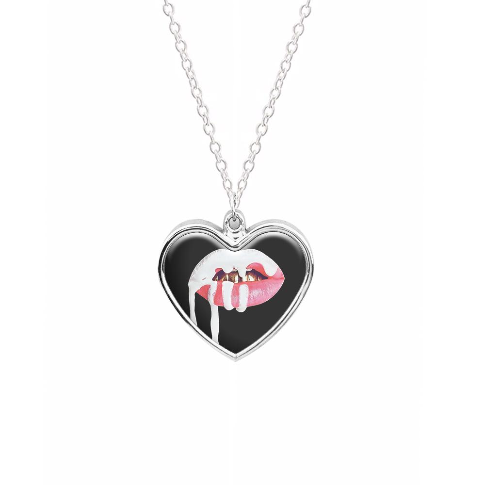 Kylie Jenner - White and Pink Lips Necklace
