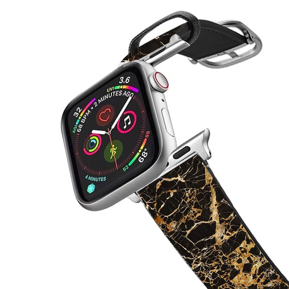 Black & Gold Marble Pattern Apple Watch Strap