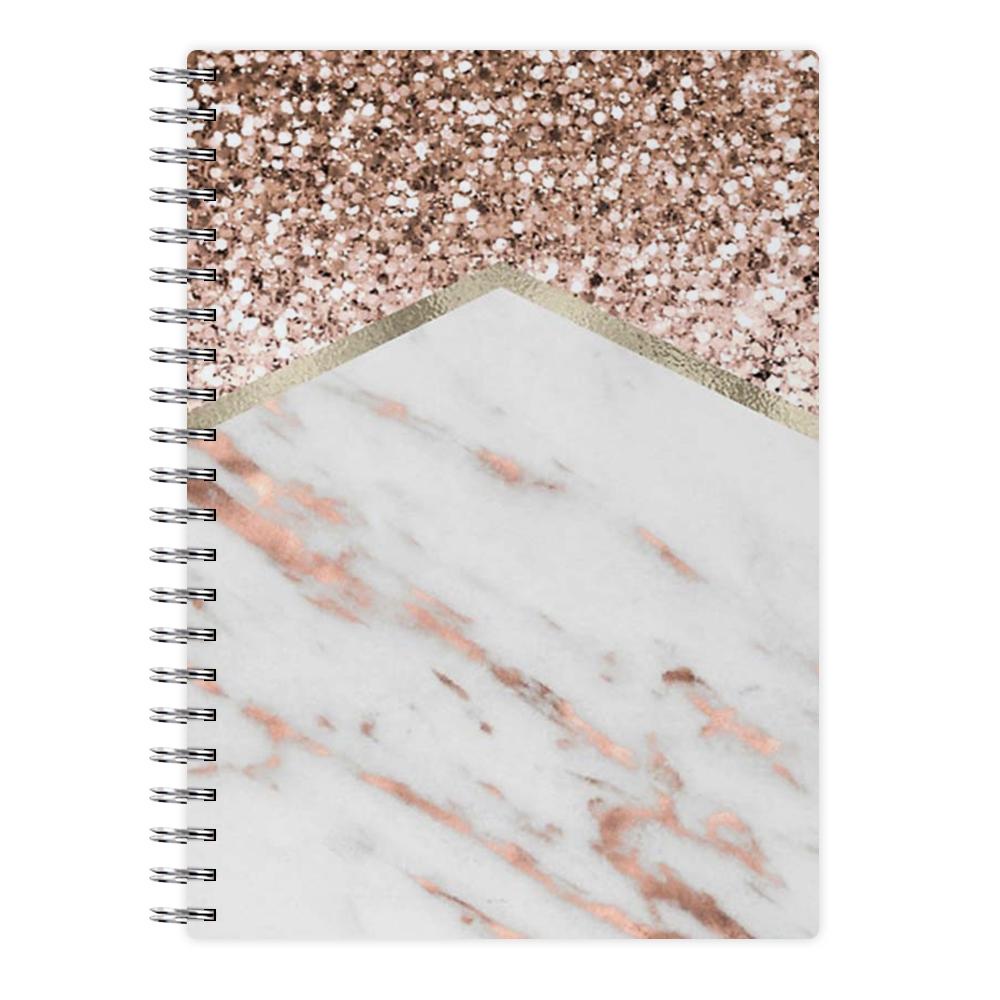 Rose Gold Marble & Glitter Notebook - Fun Cases