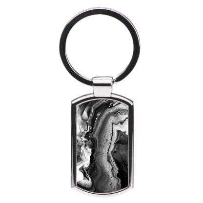 Black and White Leaking Marble Luxury Keyring