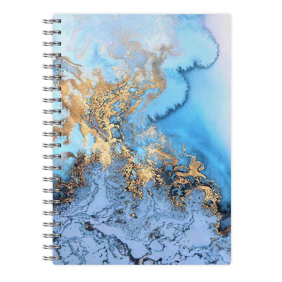 Sea Blue and Gold Marble Notebook - Fun Cases