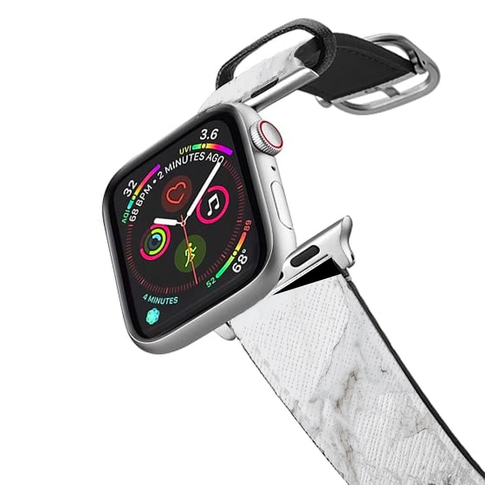 White, Black and Marble Pattern Apple Watch Strap