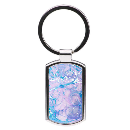 Sea Blue Swirly Marble Luxury Keyring