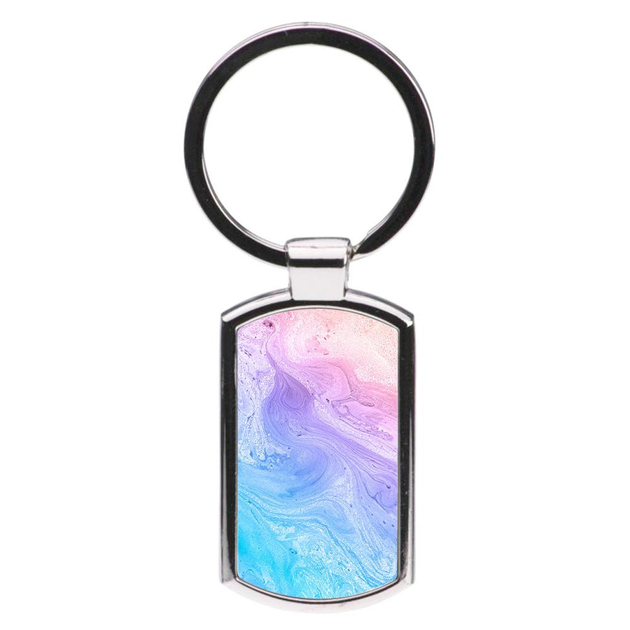 Blue and Peach Marble Luxury Keyring