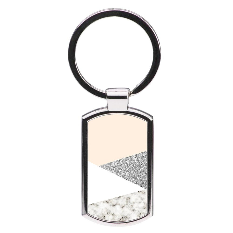 Abstract Marble and Silver Pattern Luxury Keyring