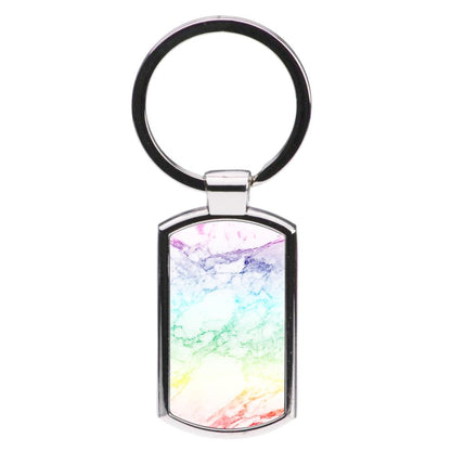 Rainbow Streak Marble Pattern Luxury Keyring