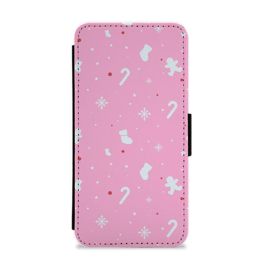 Festive Pattern - Pink Flip / Wallet Phone Case