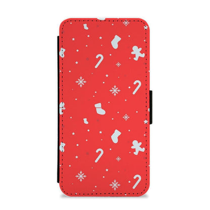 Festive Pattern - Red Flip / Wallet Phone Case