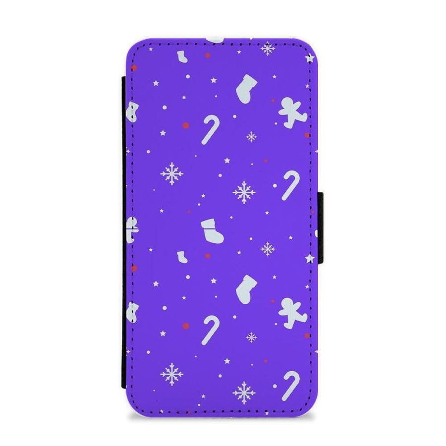 Festive Pattern - Blue Flip / Wallet Phone Case