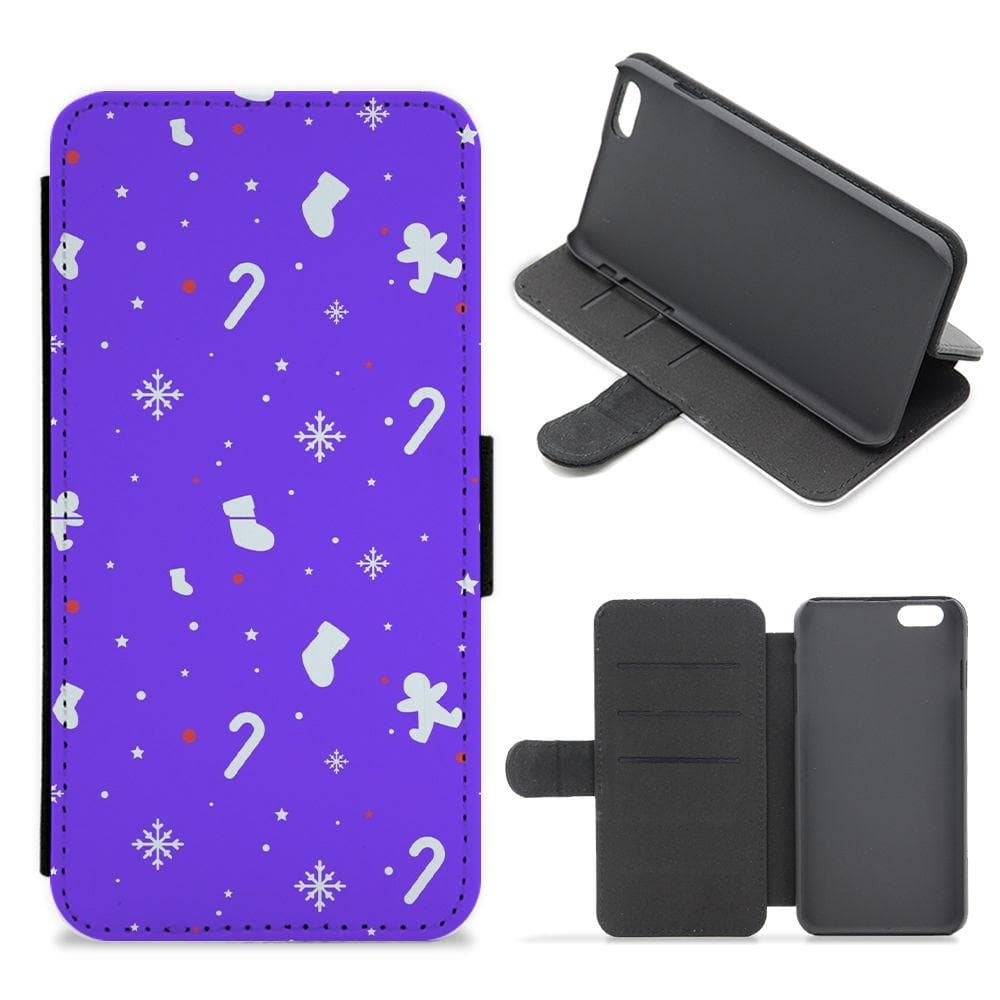 Festive Pattern - Blue Flip / Wallet Phone Case