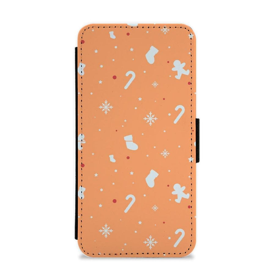 Festive Pattern - Orange Flip / Wallet Phone Case