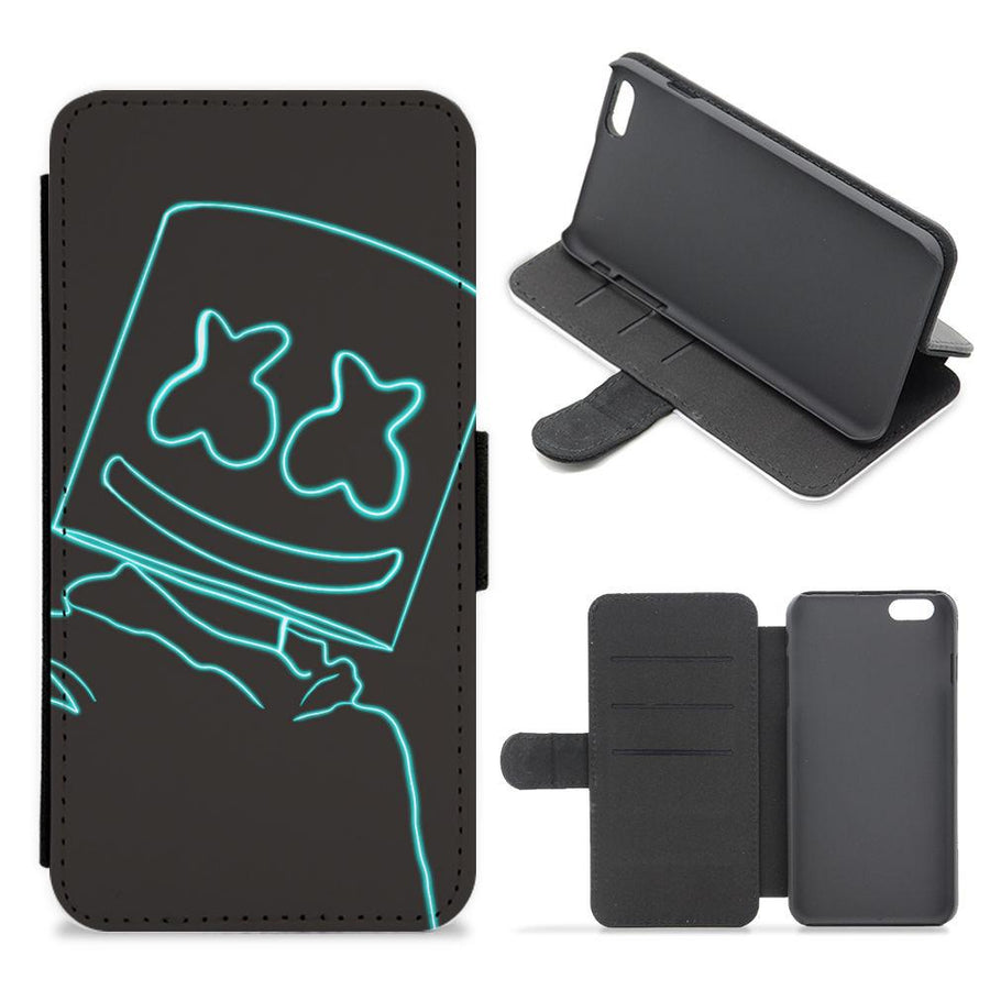 Black Marshmello Neon Flip / Wallet Phone Case