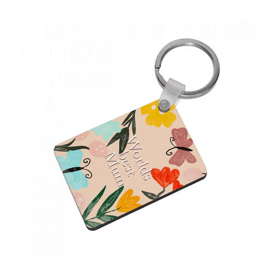 Worlds Best Mum - Floral Mother's Day Keyring