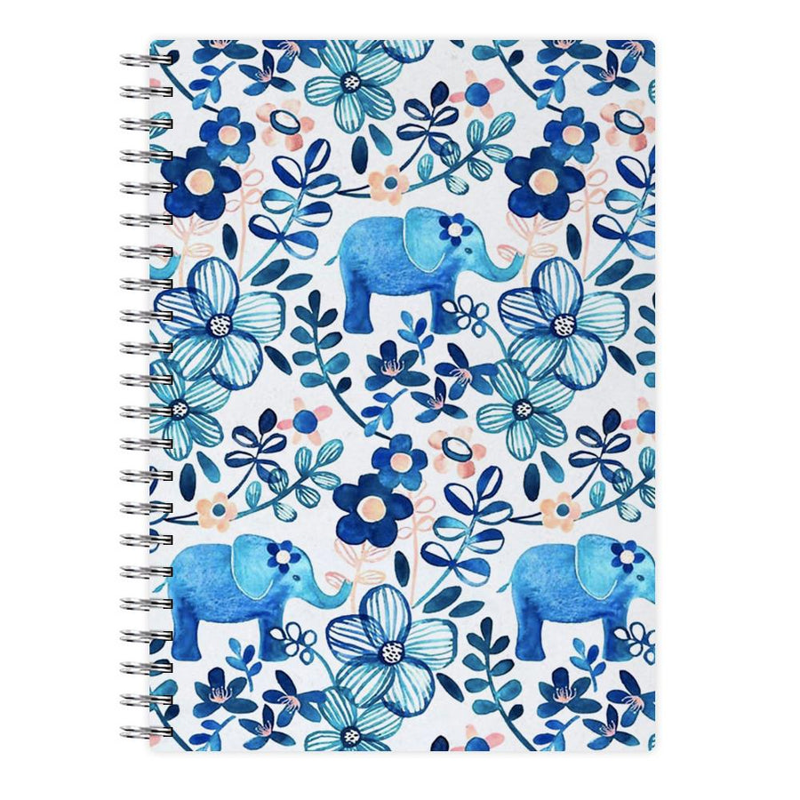 Elephant and Floral Pattern Notebook - Fun Cases
