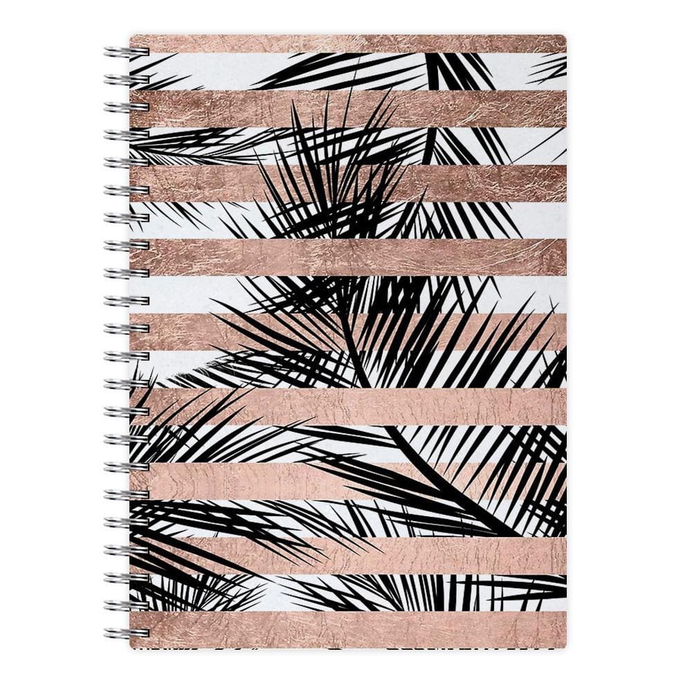 Rose Gold Tropical Palm Leaf Pattern Notebook