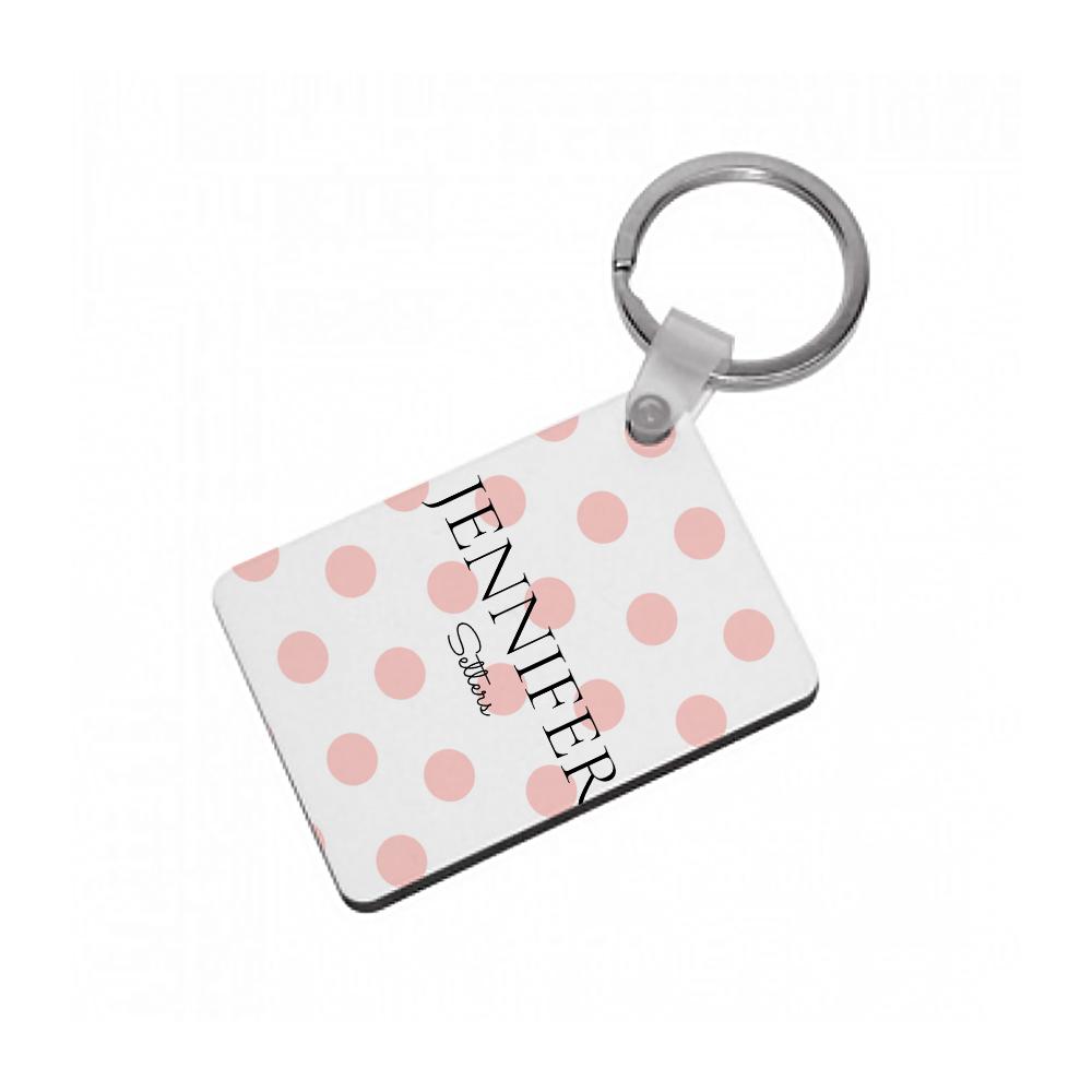 Pink Polka Personalised Keyring