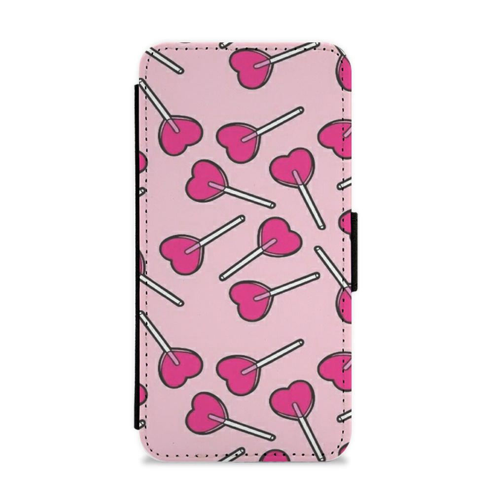 Cherry Heart Lollipops Flip / Wallet Phone Case