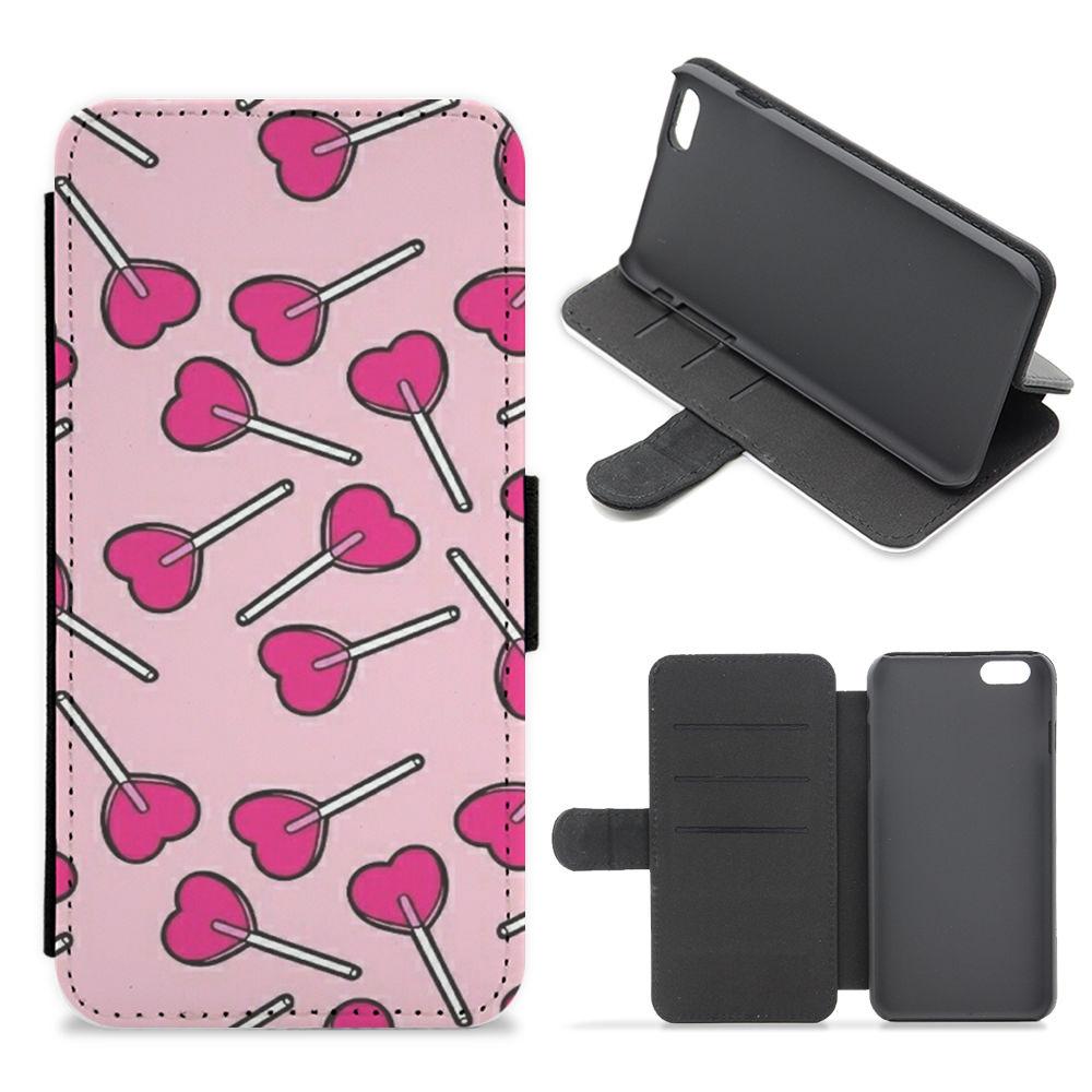 Cherry Heart Lollipops Flip / Wallet Phone Case