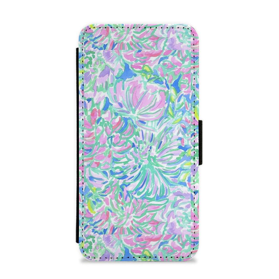 Colourful Floral Painting Flip / Wallet Phone Case