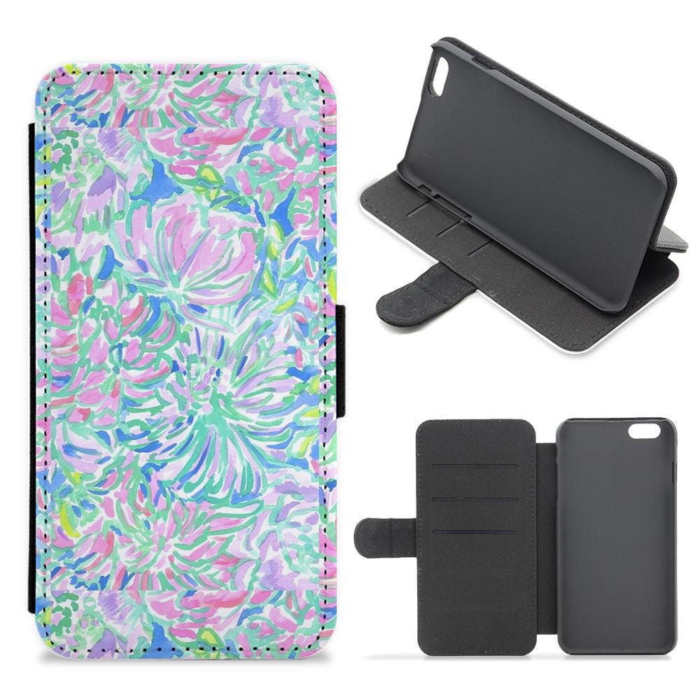 Colourful Floral Painting Flip / Wallet Phone Case