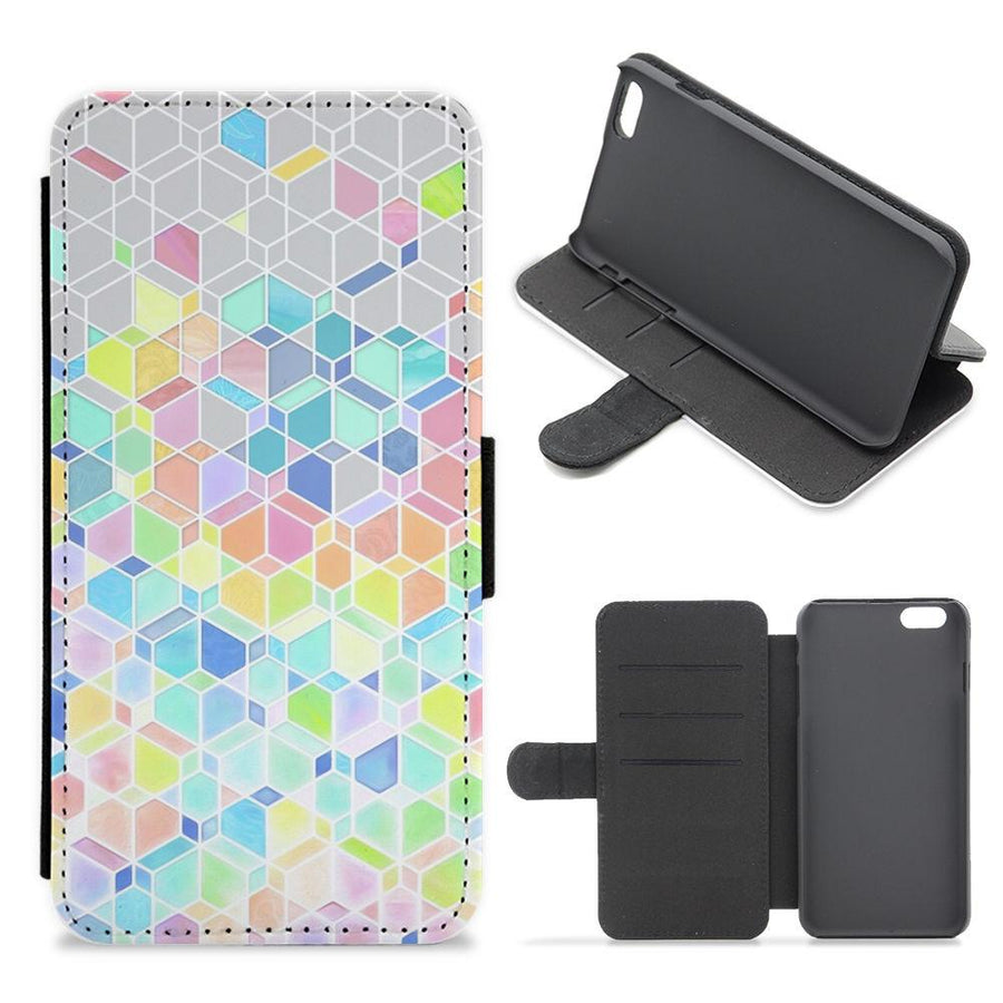 Bright Hexagon Pattern Flip / Wallet Phone Case