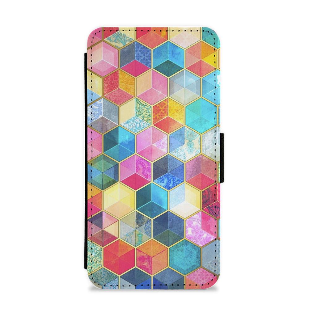 Colourful Honeycomb Pattern Flip / Wallet Phone Case