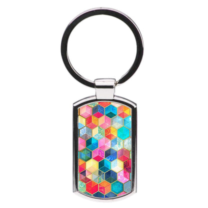 Colourful Honeycomb Pattern Luxury Keyring