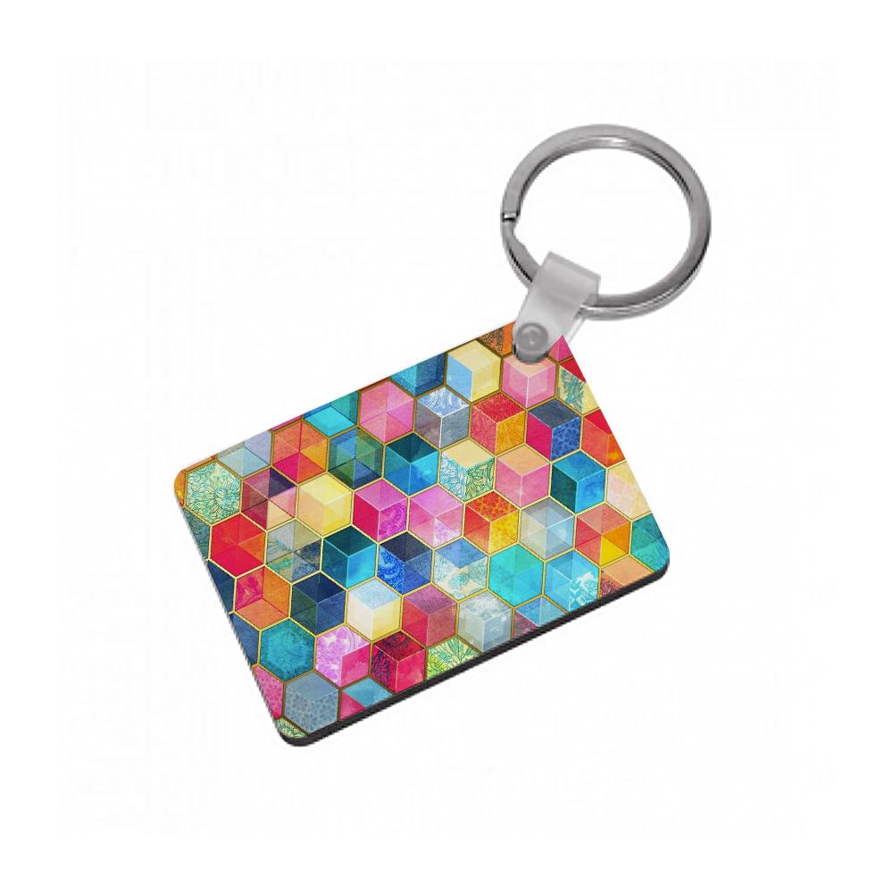 Colourful Honeycomb Pattern Keyring