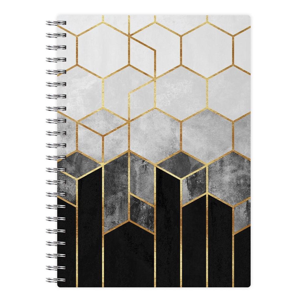Black White & Gold Honeycomb Pattern Notebook