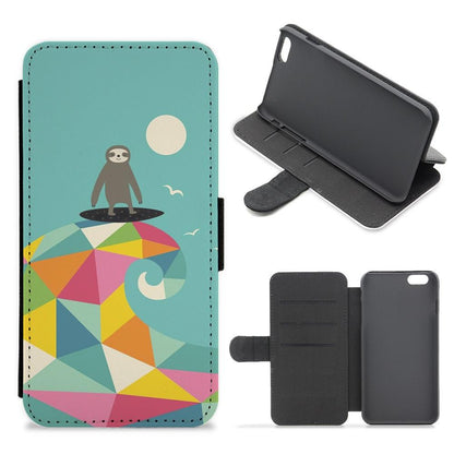 Surfing Sloth Flip / Wallet Phone Case