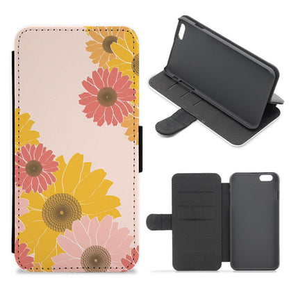 Sunflower Floral Pattern Flip / Wallet Phone Case