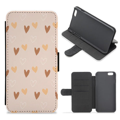 Cute Love Heart Pattern Flip / Wallet Phone Case