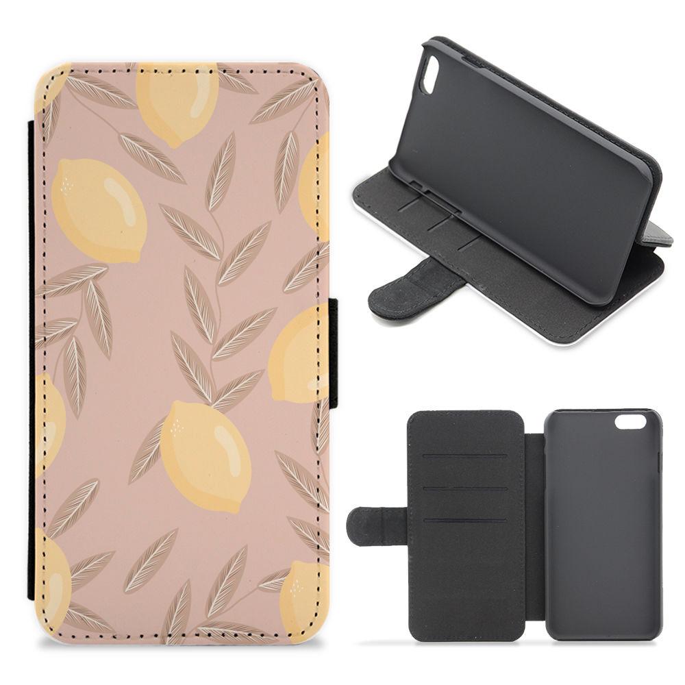 Lemon Pattern Flip / Wallet Phone Case