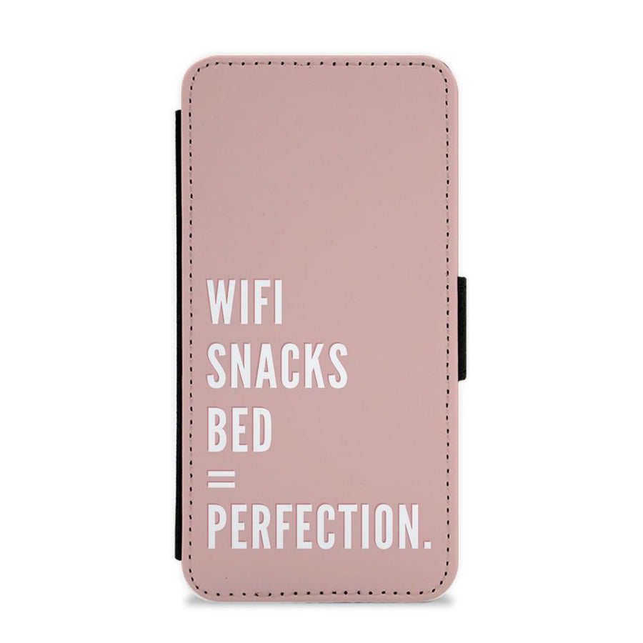 Wifi, Snacks, Bed, Perfection Flip / Wallet Phone Case