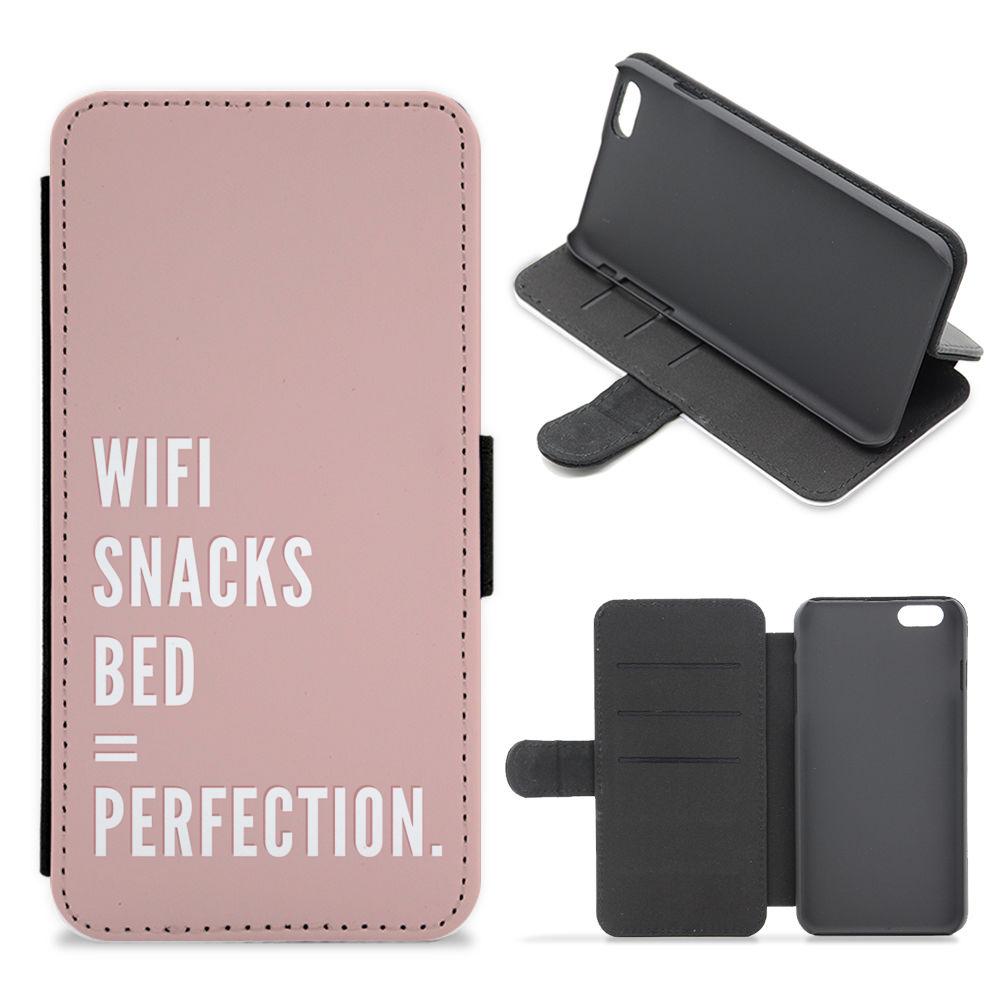 Wifi, Snacks, Bed, Perfection Flip / Wallet Phone Case