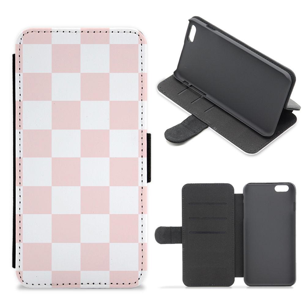 Pink And White Checkers Flip / Wallet Phone Case