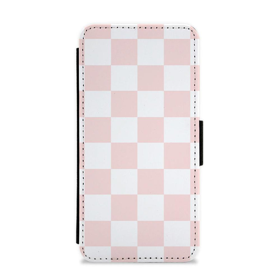 Pink And White Checkers Flip / Wallet Phone Case