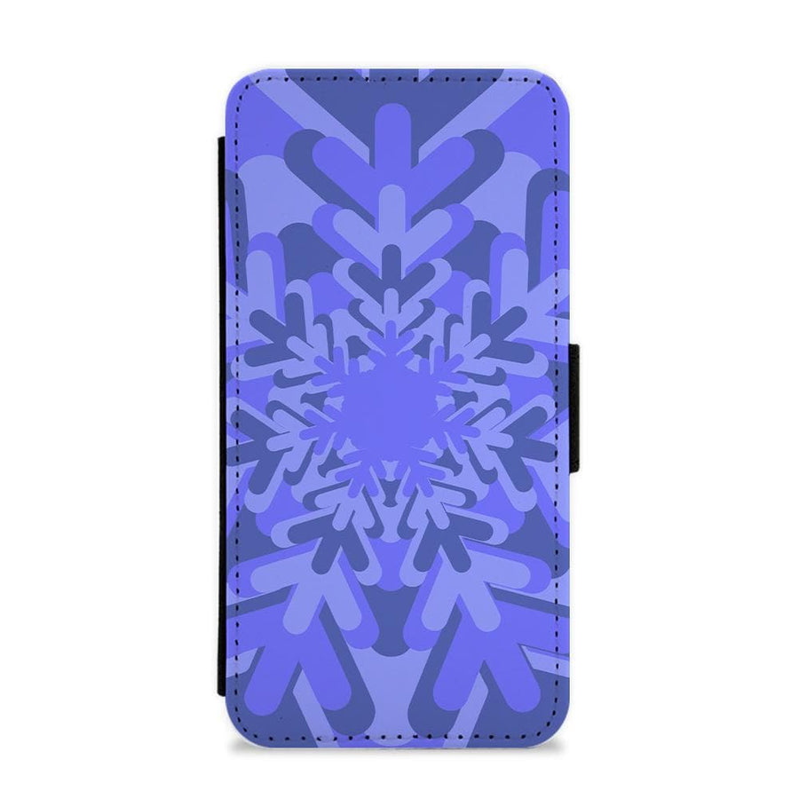 Blue - Colourful Snowflakes Flip / Wallet Phone Case