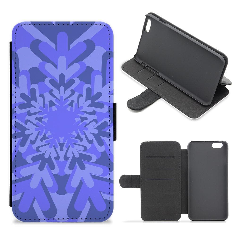 Blue - Colourful Snowflakes Flip / Wallet Phone Case