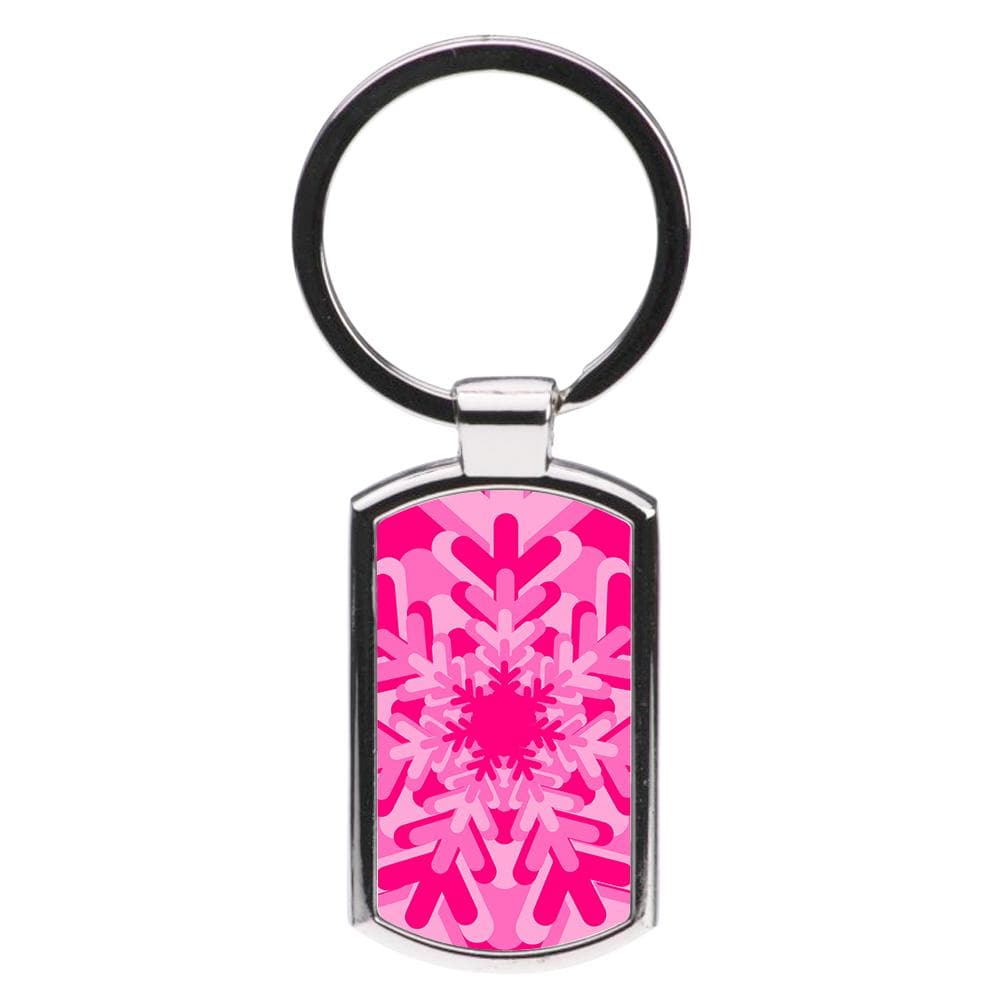 Pink - Colourful Snowflakes Luxury Keyring