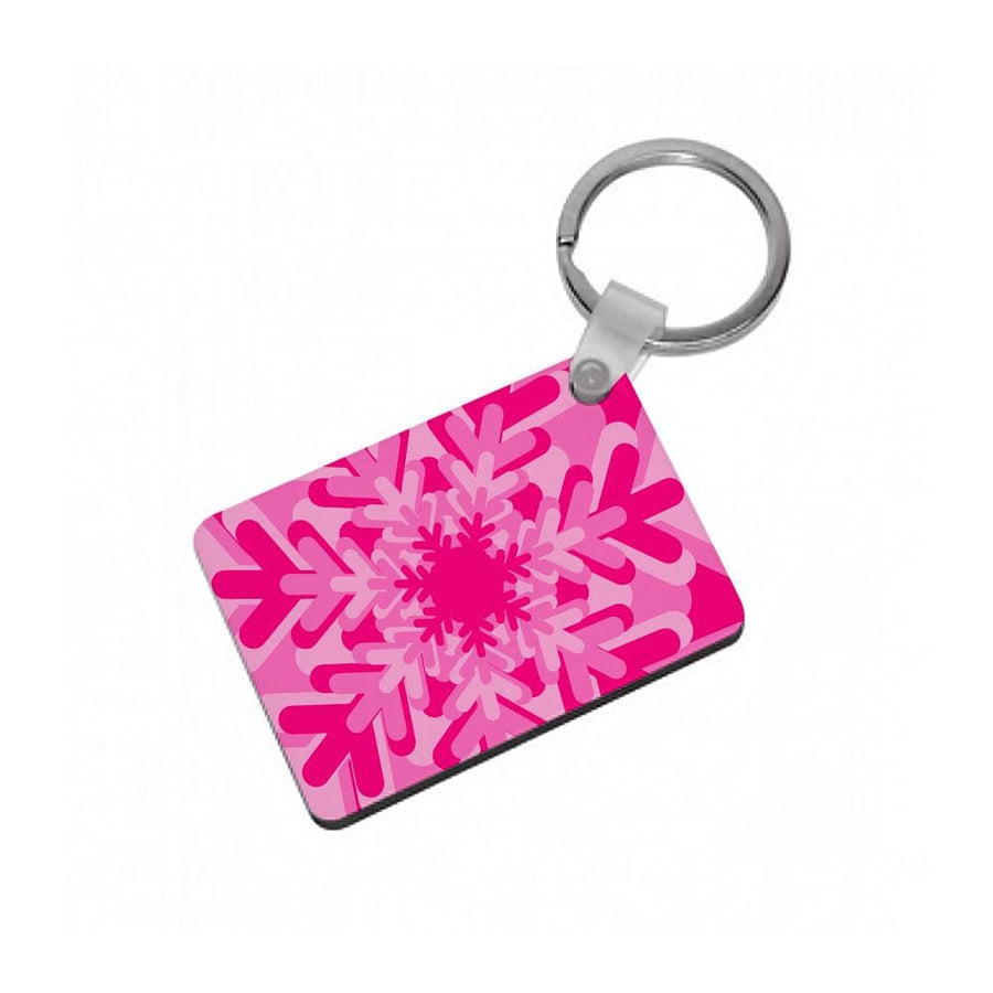 Pink - Colourful Snowflakes Keyring