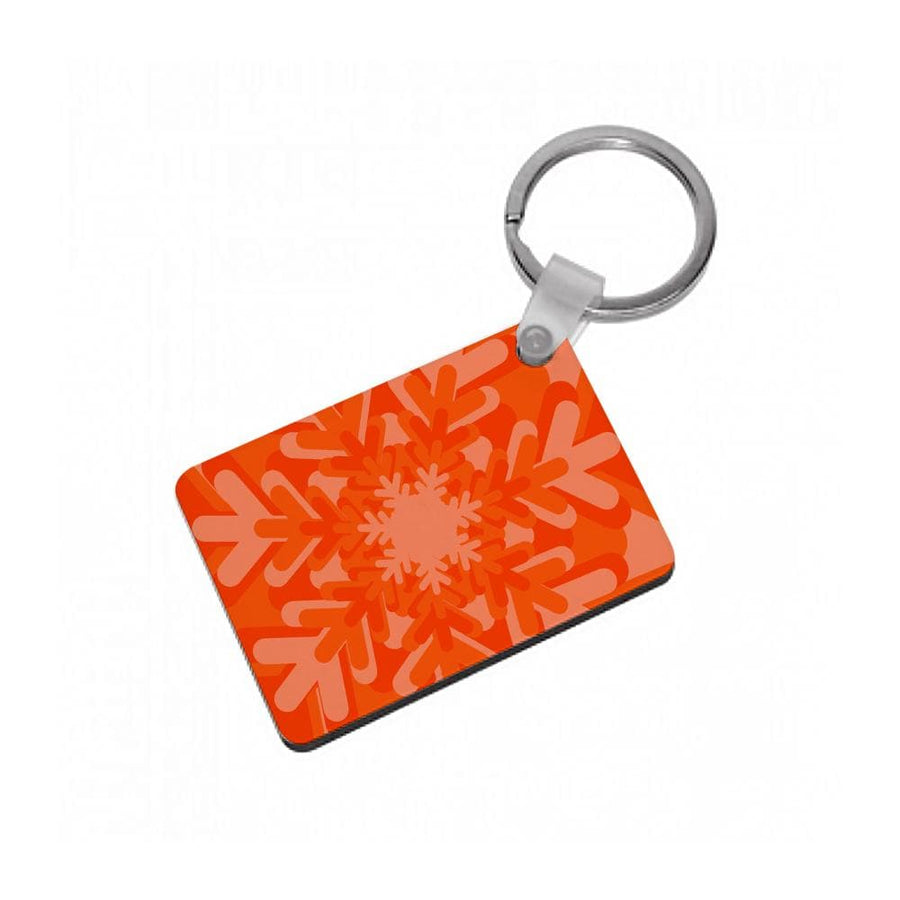 Orange - Colourful Snowflakes Keyring
