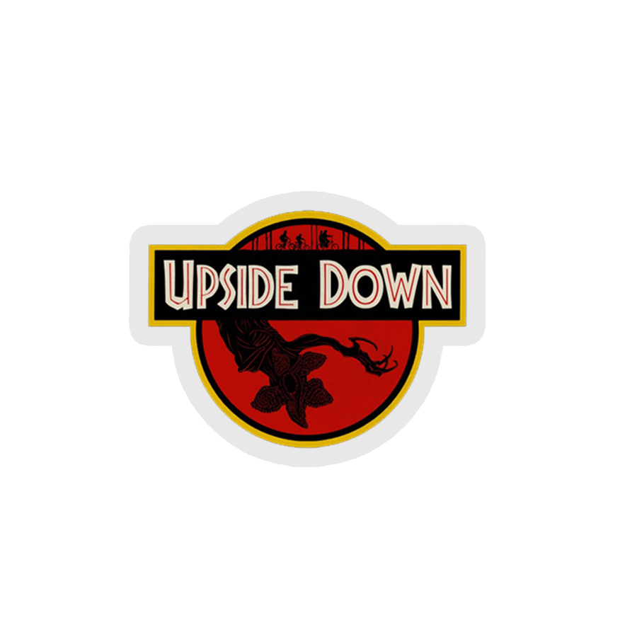 Upside Down - Jurassic Inspired Stranger Things Sticker