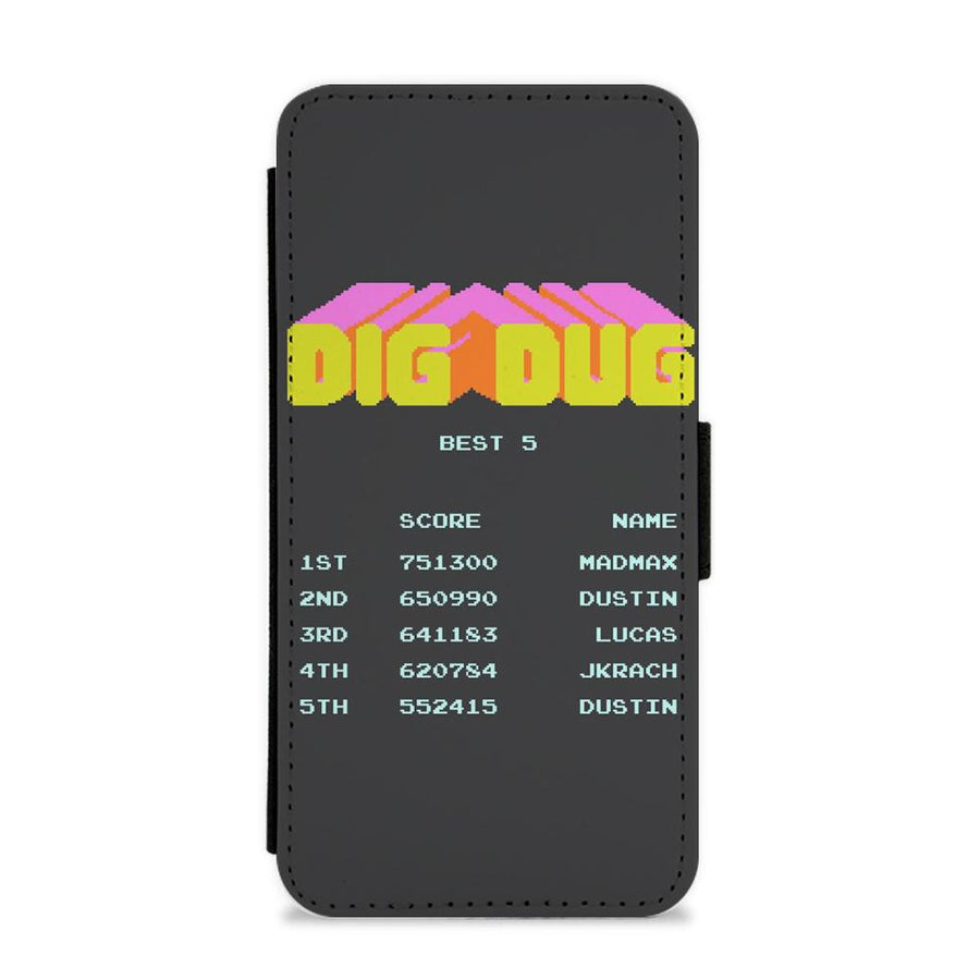 Dig Dug High Score - Stranger Things Flip / Wallet Phone Case