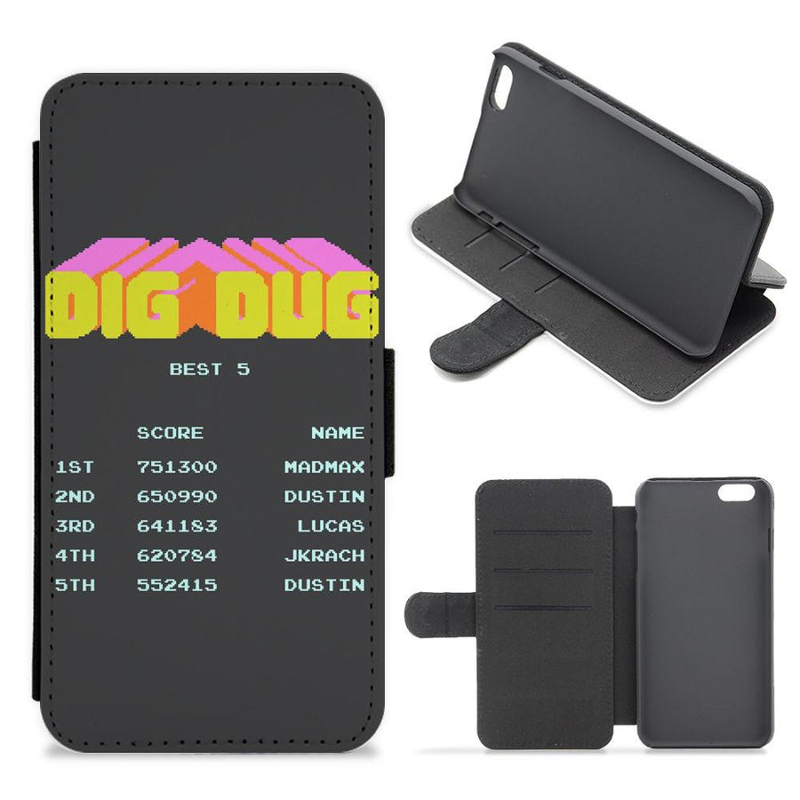 Dig Dug High Score - Stranger Things Flip / Wallet Phone Case