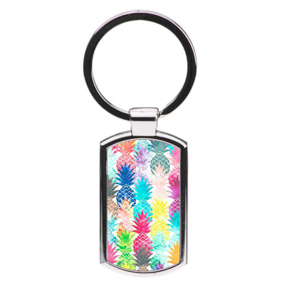 Watercolour Pineapple Pattern Luxury Keyring