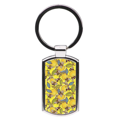 Yellow Lemon and Bee Luxury Keyring