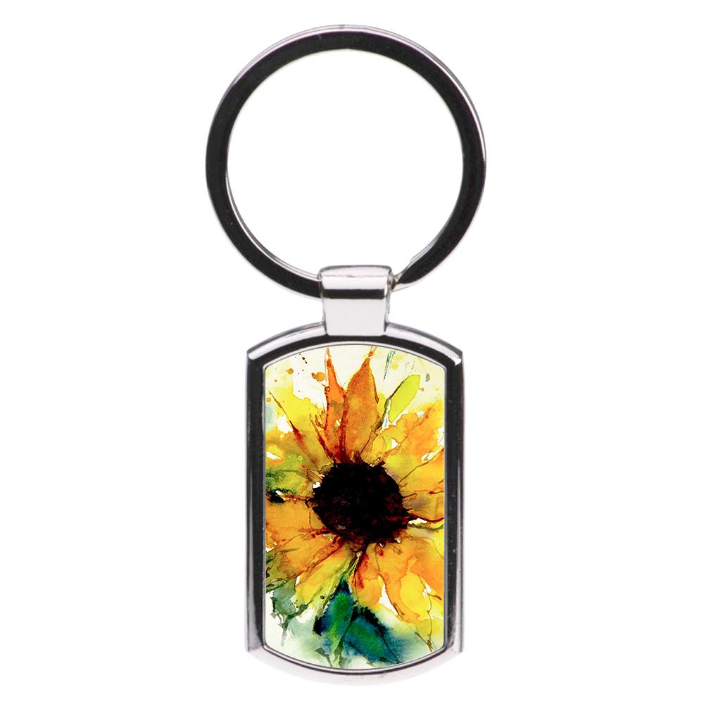 Watercolour Sunflower Luxury Keyring