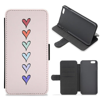 Love Heart Line Flip / Wallet Phone Case