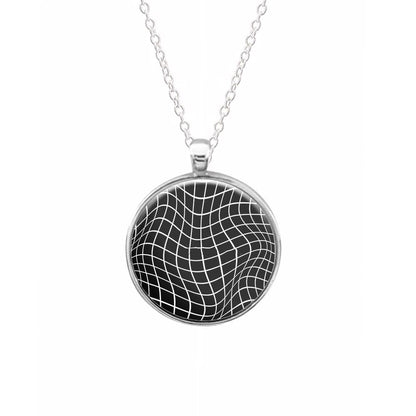 Black Wavy Grid Pattern Keyring - Fun Cases